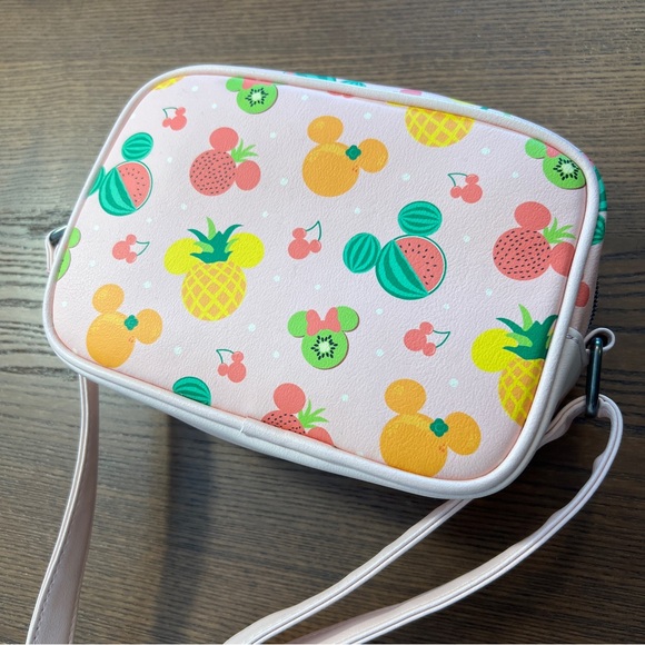 Loungefly Pink Disney Fruit Print Camera Crossbody Bag - Picture 4 of 4